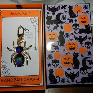 🕷️ NEW True to Form | Iridescent Spider Bling Rhinestone Bag Charm Key Ring Fob